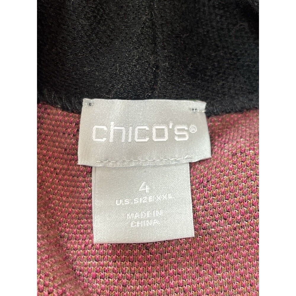 Chico’s Travelers Dark Floral Cardigan Womens 4 XL Black Pink Open Front Duster - Picture 6 of 13